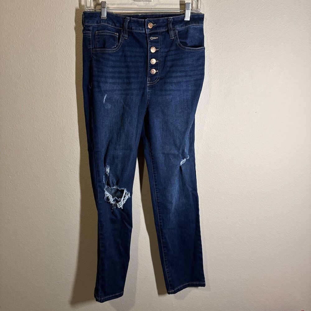 No Boundaries Women’s Distressed Skinny Jeans Blue